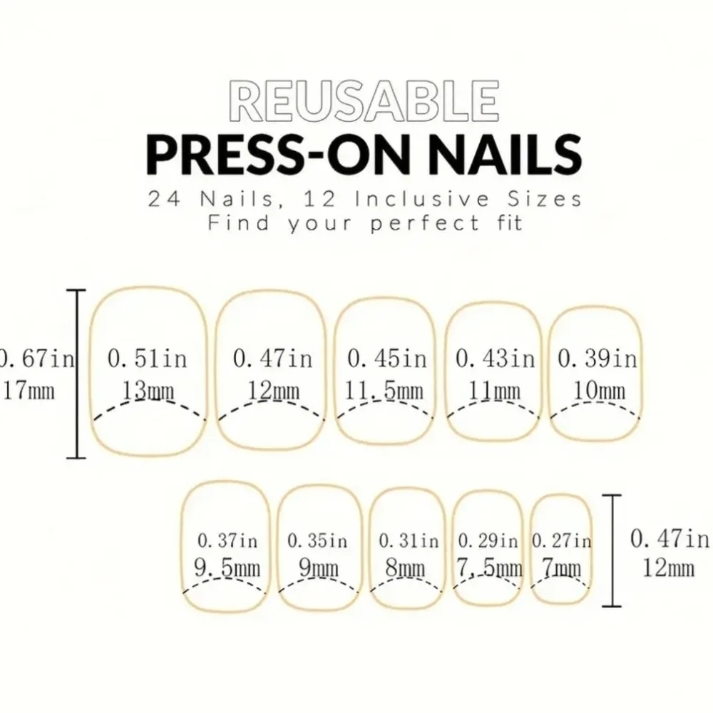 24 Pieces Fake Press On Nails